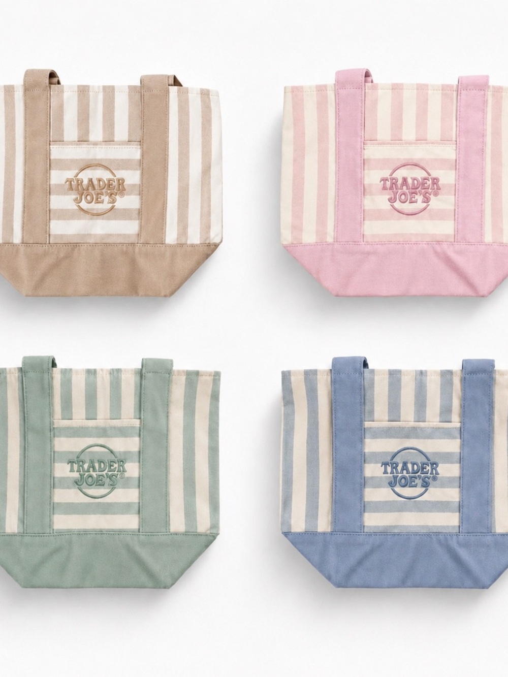 Trader Joe's Striped Canvas Totes.  Set of 4!